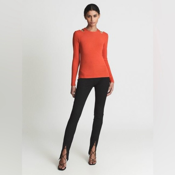 SOLD 🛑 Reiss Laurel Orange Ribbed Cutout Long Sleeve Top NWT - Picture 11 of 11